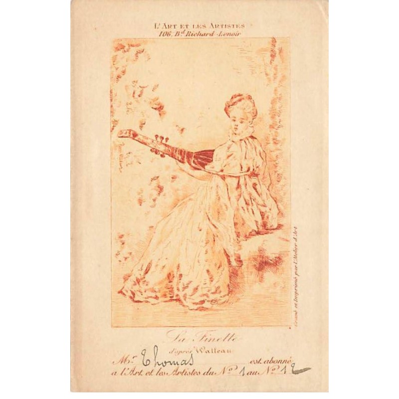 n°24300 - L'Art et les Artistes - La Finette d'après Watteau - Carte d'abonnement