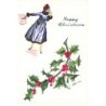 n°24306 - Illustrateur - X. sager - Happy Christmas - Jeune femme postant une lettre, et houx - Format 6 x 9 cm