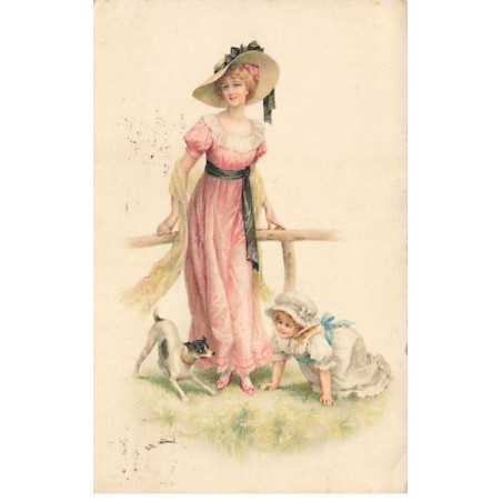 n°24310 - Illustrateur - MM Vienne n°831 - Une femme près d'une fillette jouant avec un chien