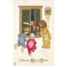 n°24323 - Carte Gaufrée - Nouvel An - A Happy New Year - Enfants accueillant un ange à une fenêtre