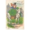 n°24331 - Carte Gaufrée - Anniversaire - Ange sonnant du cor sur un cheval