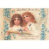 n°24332 - Carte Gaufrée - Anniversaire - Deux anges lisant, myosotis