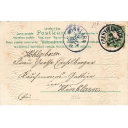n°24332 - Carte Gaufrée - Anniversaire - Deux anges lisant, myosotis