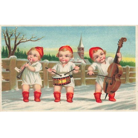 n°24335 - Fantaisie - Enfants jouant de la musique - violoncelle, clarinette et tambour