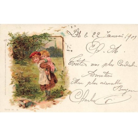 n°24343 - Fantaisie - Raphael Tuck - Fillette sur le dos d'une jeune fille