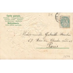 n°24344 - Carte Gaufrée - Fantaisie - Souvenir - Deux enfants arrosant des fleurs dans un pot