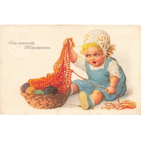 n°24348 - Fantaisie - Eine mertnolle Mitarbeiterin - Enfant détricotant un tricot