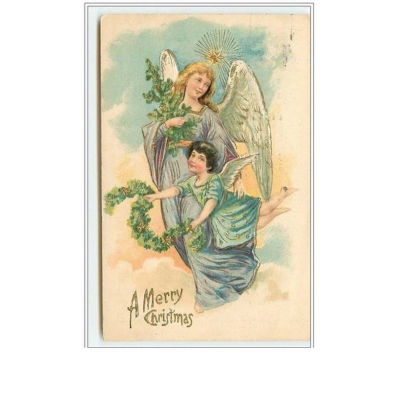 n°2445 - Carte Gaufrée - A Merry Christmas - Ange et angelot