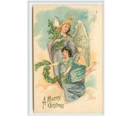 n°2445 - Carte Gaufrée - A Merry Christmas - Ange et angelot