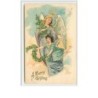 n°2445 - Carte Gaufrée - A Merry Christmas - Ange et angelot