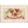 n°24451 - Carte Brodée - Heureuses Pâques - Cloches et Myosotis