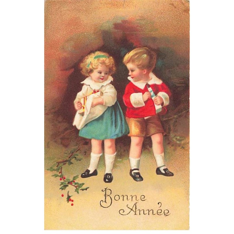 n°24479 - Clapsaddle - Bonne Année - Enfants cachant des cadeaux