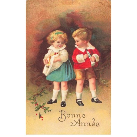 n°24479 - Clapsaddle - Bonne Année - Enfants cachant des cadeaux