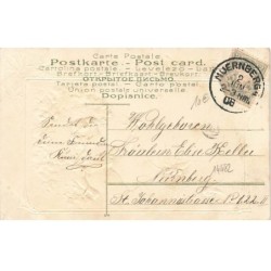 n°24482 - Carte Gaufrée - Fröhliche Pfingsten - Hirondelles volant autour d'une fillette