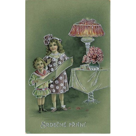 n°24490 - Srde?ní p?ání­ - Jeune fille et garçon chantant