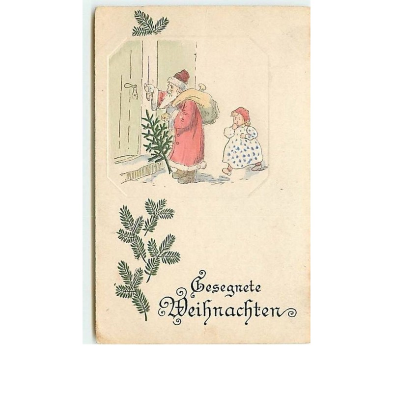 n°11771 - Carte Fantaisie  Gaufrée - Gesegnete Weihnachten - Père Noël et Fillette