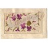 n°24501 - Carte Brodée - Prénom et fleurs - Jeanne et Violettes