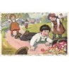 n°24511 - Illustrateur - MM Vienne n°180 - Fröhliche Ostern - Fillettes autour d'un garçon tombé près d'oeufs cassés