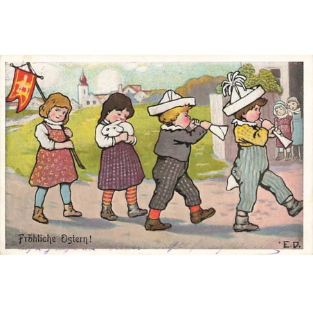 n°24512 - Illustrateur - MM Vienne n°180 - E.D. - Fröhliche Ostern - Défilé d'enfants