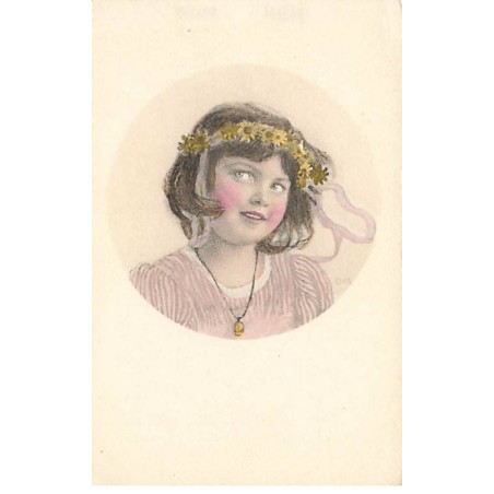 n°24526 - MM Vienne 1368 - Jeune fille portant une couronne de paquerettes dans les cheveux dans un médaillon