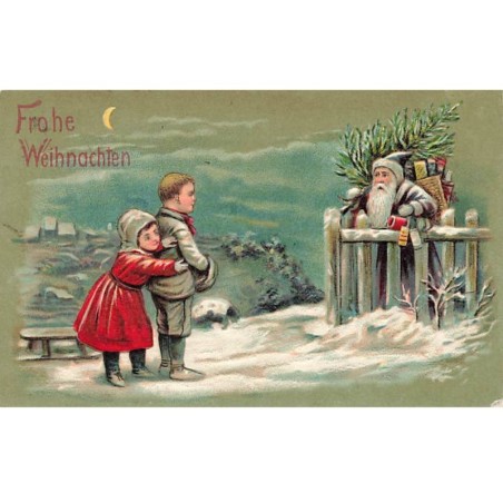 n°24547 - Carte Gaufrée - Noël - Fröhe Weihnachten - Enfants parlant au Père Noël