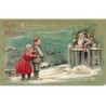 n°24547 - Carte Gaufrée - Noël - Fröhe Weihnachten - Enfants parlant au Père Noël