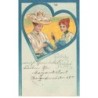 n°24560 - Pentecôte - Fröhliche Pfingsten - Jeunes femmes faisant une guirlande de myosotis - Art Nouveau