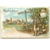 n°11791 - Carte Fantaisie - Fröhliche Ostern - Village et Lapins