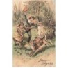 n°24565 - Carte Gaufrée - serie 5112 - Pâques - Enfants courrant après un lièvre