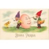 n°24566 - Pâques - Buona Pasqua - Lutins peignant un visage sur un oeuf - surréalisme