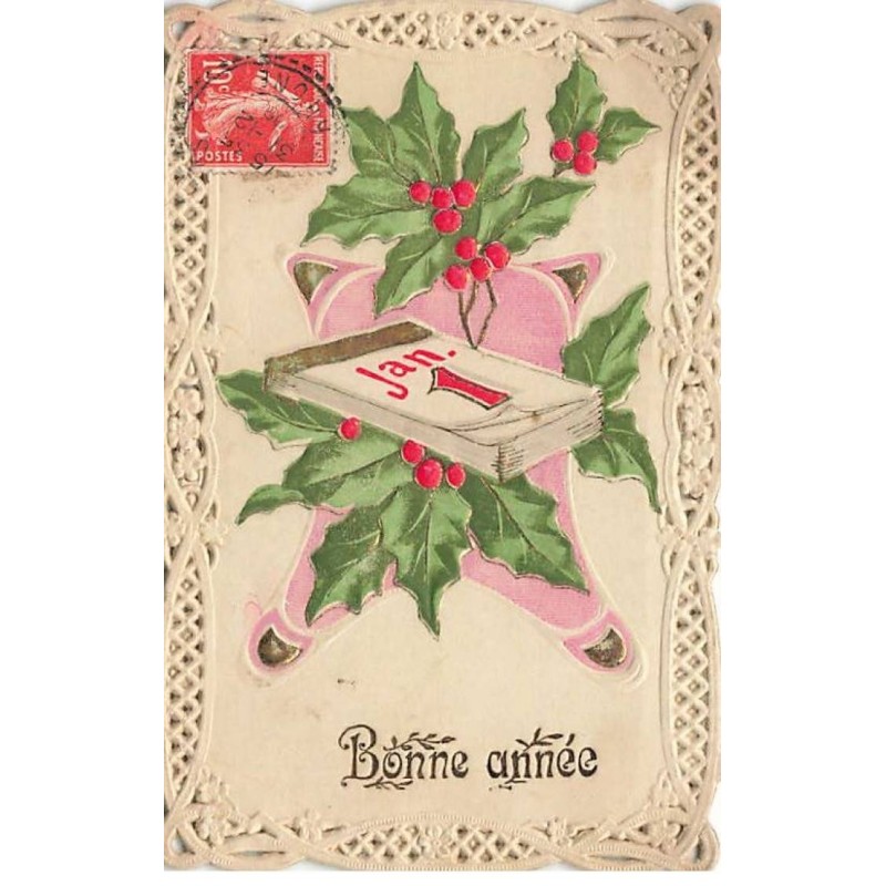 n°24571 - Carte Gaufrée - Nouvel An - Bonne Année - Ephéméride