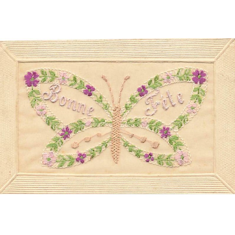 n°24601 - Carte Brodée - Bonne Fête - Papillon