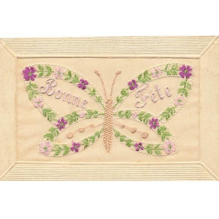 n°24601 - Carte Brodée - Bonne Fête - Papillon