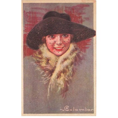 n°24606 - Illustrateur - E. Colombo - Femme portant un chapeau avec une voilette