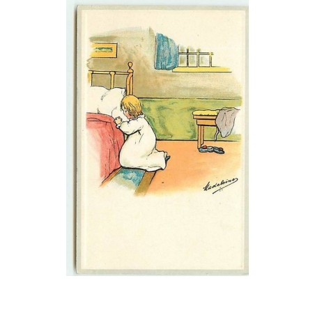 n°11798 - Carte Fantaisie - Enfant faisant sa prière - signée Madeleine