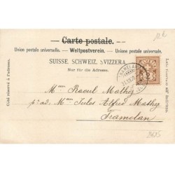 n°24615 - Carte avec des Perles - Nouvel An - 1901 - Jeune femme décorant les chiffres avec des fleurs
