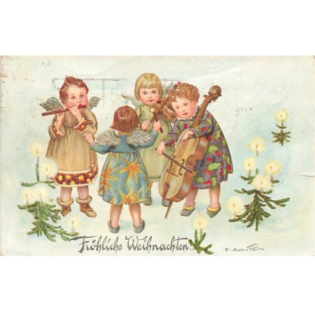 n°24624 - Noël - Fröhliche Weihnachten - Anges jouant de la musique - violoncelle
