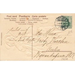 n°24641 - Carte Gaufrée - Gesegnete Ostern - Ange habillé en berger, entouré de moutons