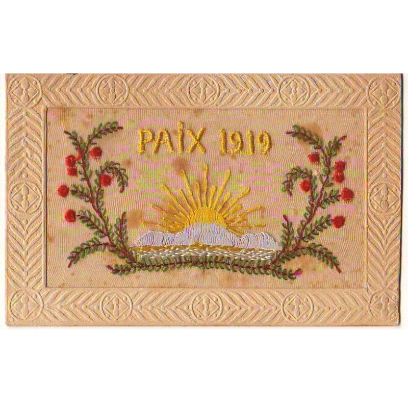 n°24651 - Carte Brodée - Paix 1919 - Soleil couchant