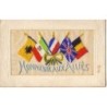 n°11801 - Carte Brodée - Honneur aux Alliés - Drapeaux