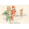 n°24655 - Illustrateur Viktor Unger - Fröhliche Weihnachten - Enfants se promenant dans la neige
