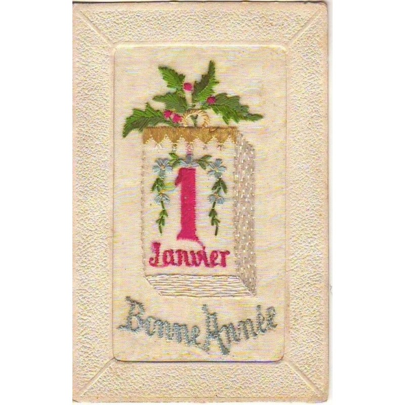 n°11802 - Carte Brodée - Bonne Année - 1er Janvier