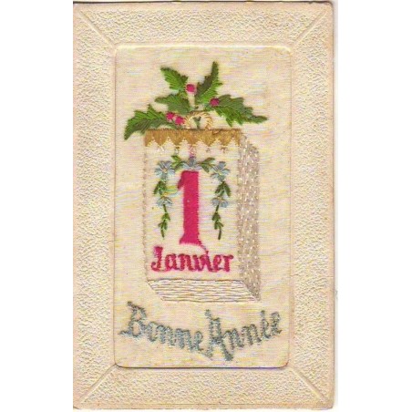 n°11802 - Carte Brodée - Bonne Année - 1er Janvier