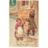 n°24680 - Carte Gaufrée - Bonne Année - Enfants sonnant à une porte