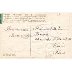 n°24680 - Carte Gaufrée - Bonne Année - Enfants sonnant à une porte