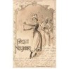 n°24682 - Nouvel An - Prosit Neujahr - Colombine, et Clown trinquant - Carte vendue en l'état