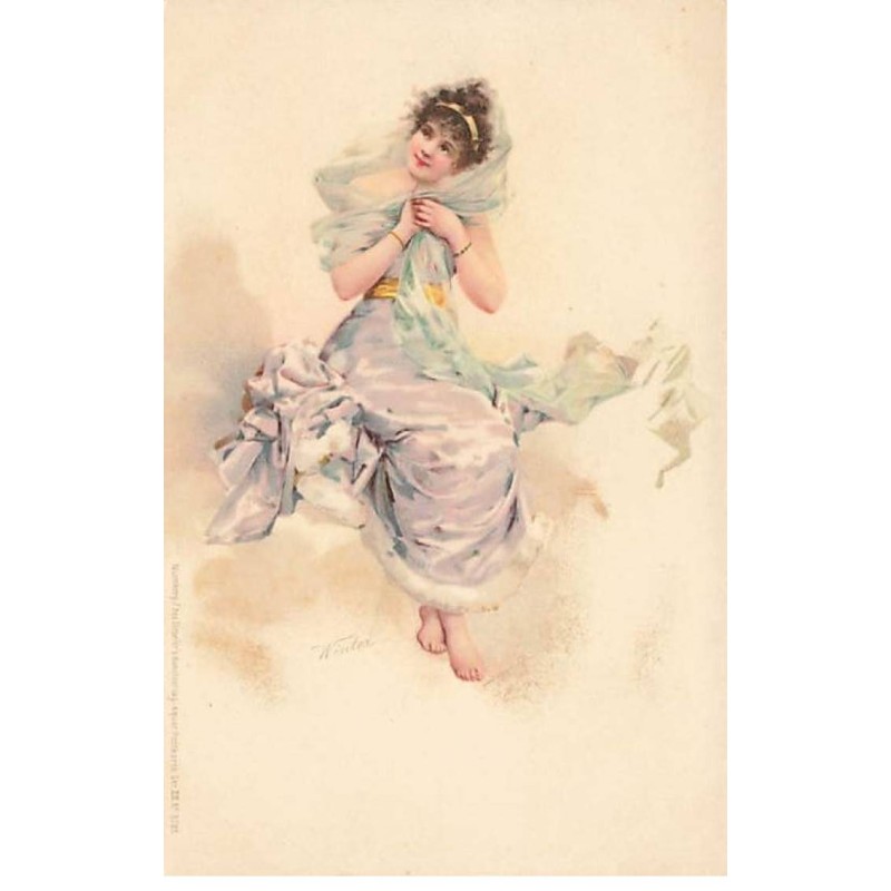 n°24689 - Theo Stroefer's - Winter - Jeune femme avec un grand voile sur les épaules