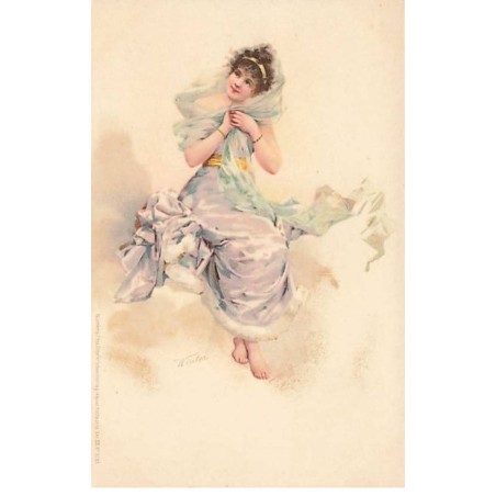 n°24689 - Theo Stroefer's - Winter - Jeune femme avec un grand voile sur les épaules