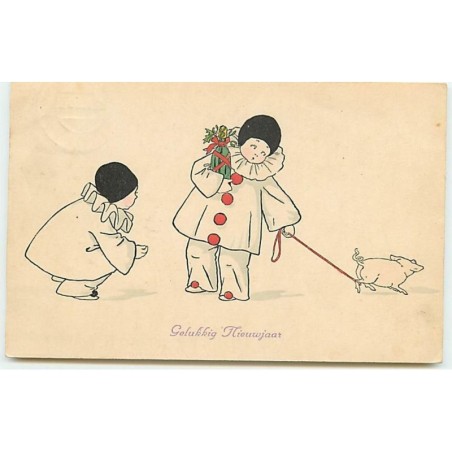 n°11815 - Carte Illustrateur - Pauli Ebner - MM Vienne n°1077 - Enfants habillés en pierrot et un cochon