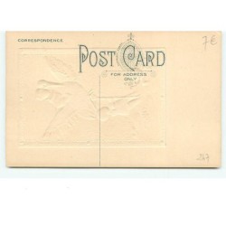 n°247 - Carte Gaufrée - Faire Part de naissance - Cigogne et enfants - Style Flatscher